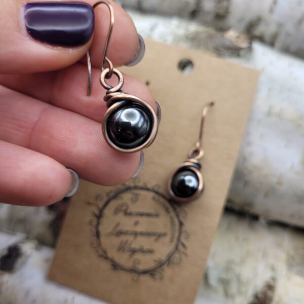 Kolczyki miedziane hematyt