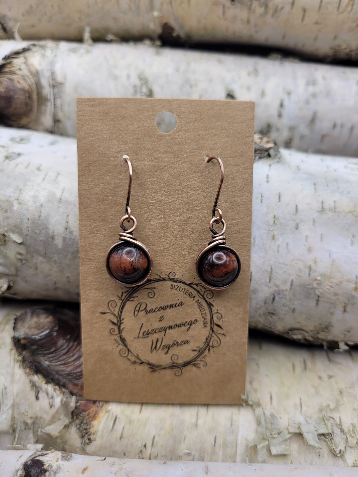 Kolczyki miedziane bawole oko