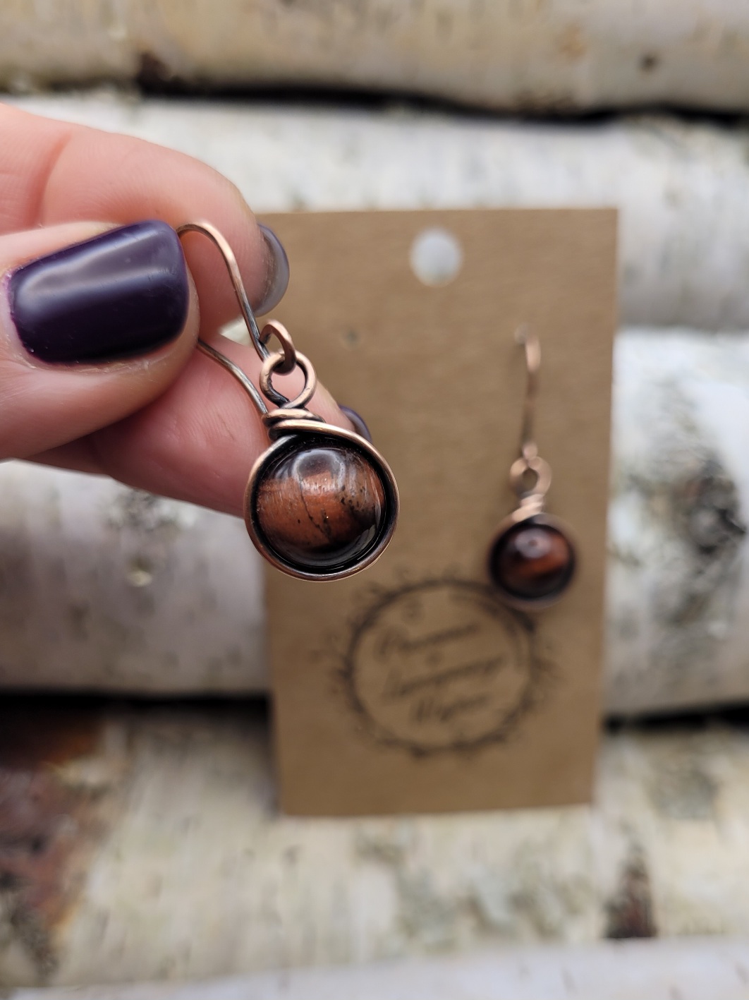 Kolczyki miedziane bawole oko