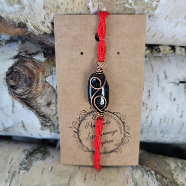 Bransoletka miedziana turmalin czerwona pętelki