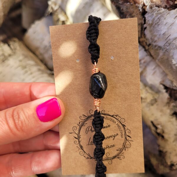 Bransoletka miedziana czarna spirala turmalin I