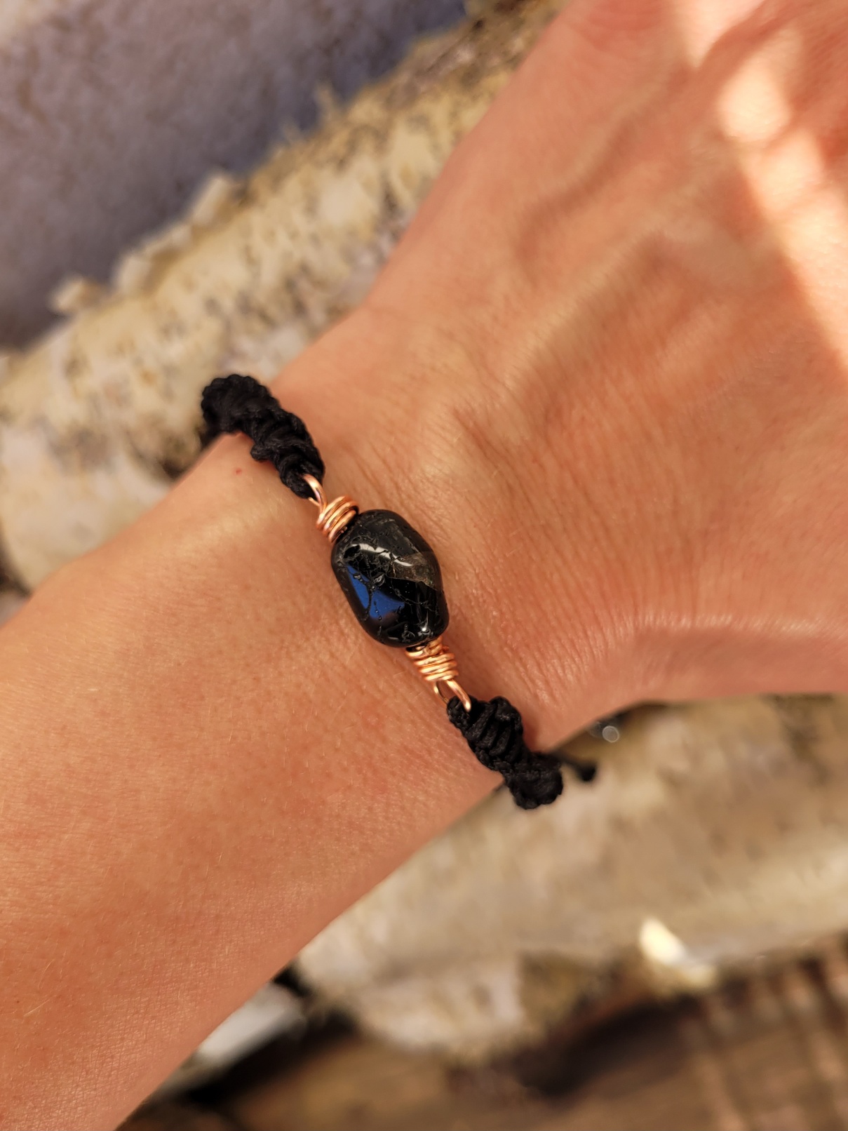Bransoletka miedziana czarna spirala turmalin I - obrazek 4