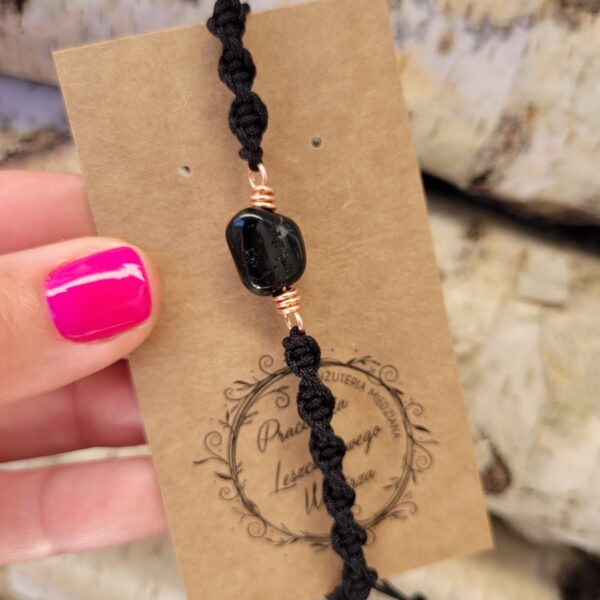 Bransoletka miedziana czarna spirala turmalin II