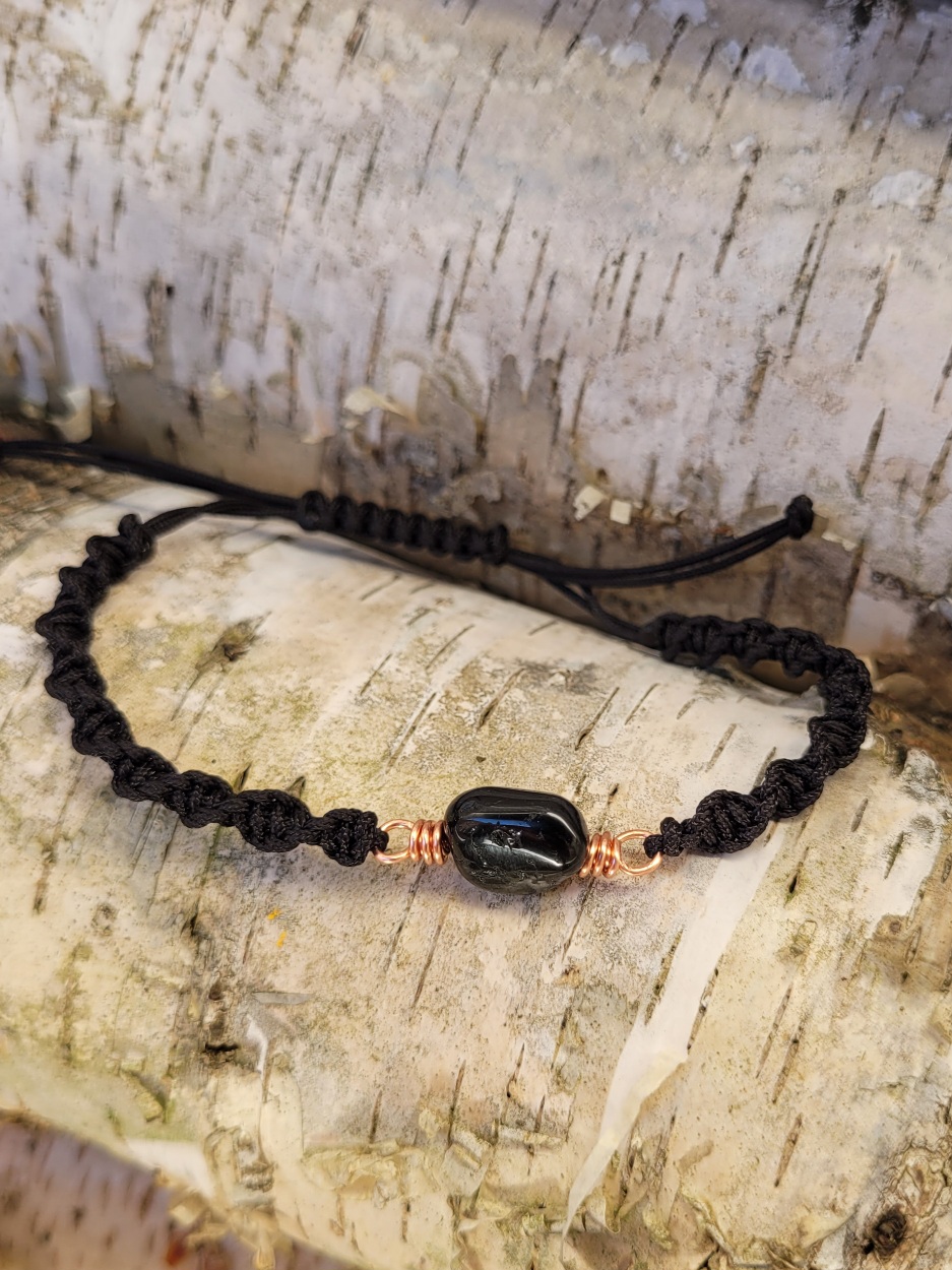 Bransoletka miedziana czarna spirala turmalin II - obrazek 3