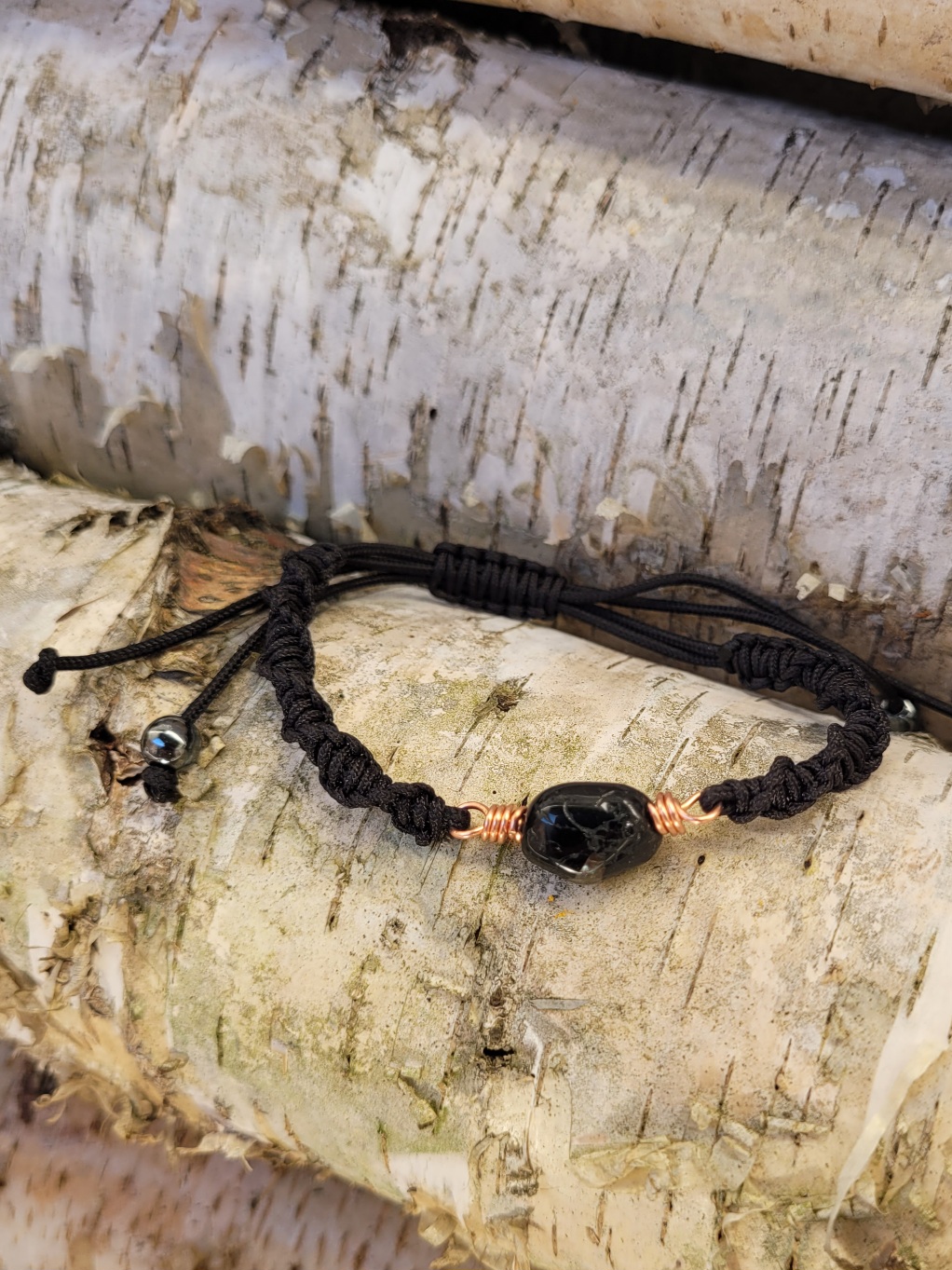 Bransoletka miedziana czarna spirala turmalin I - obrazek 2