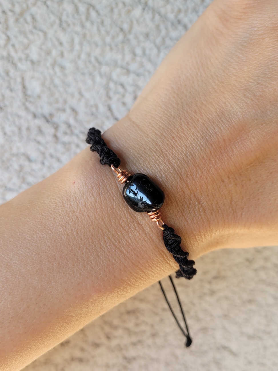 Bransoletka miedziana czarna spirala turmalin II - obrazek 4