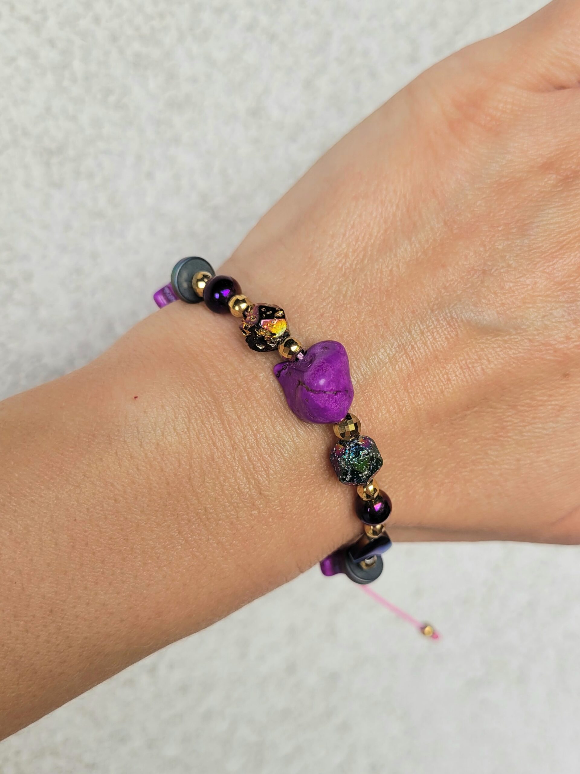 Bransoletka mix fioletowych minerałów - obrazek 2