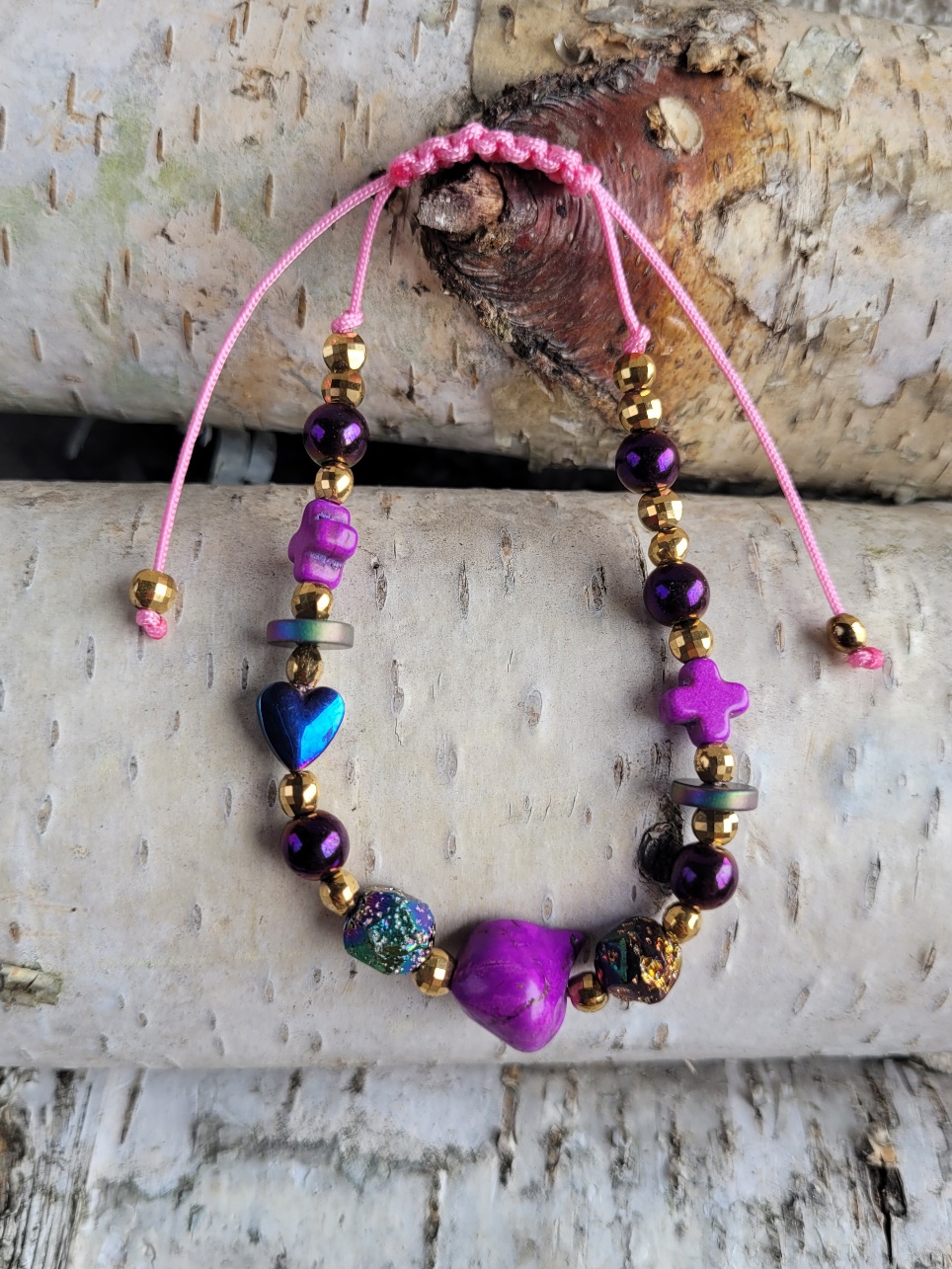 Bransoletka mix fioletowych minerałów - obrazek 3