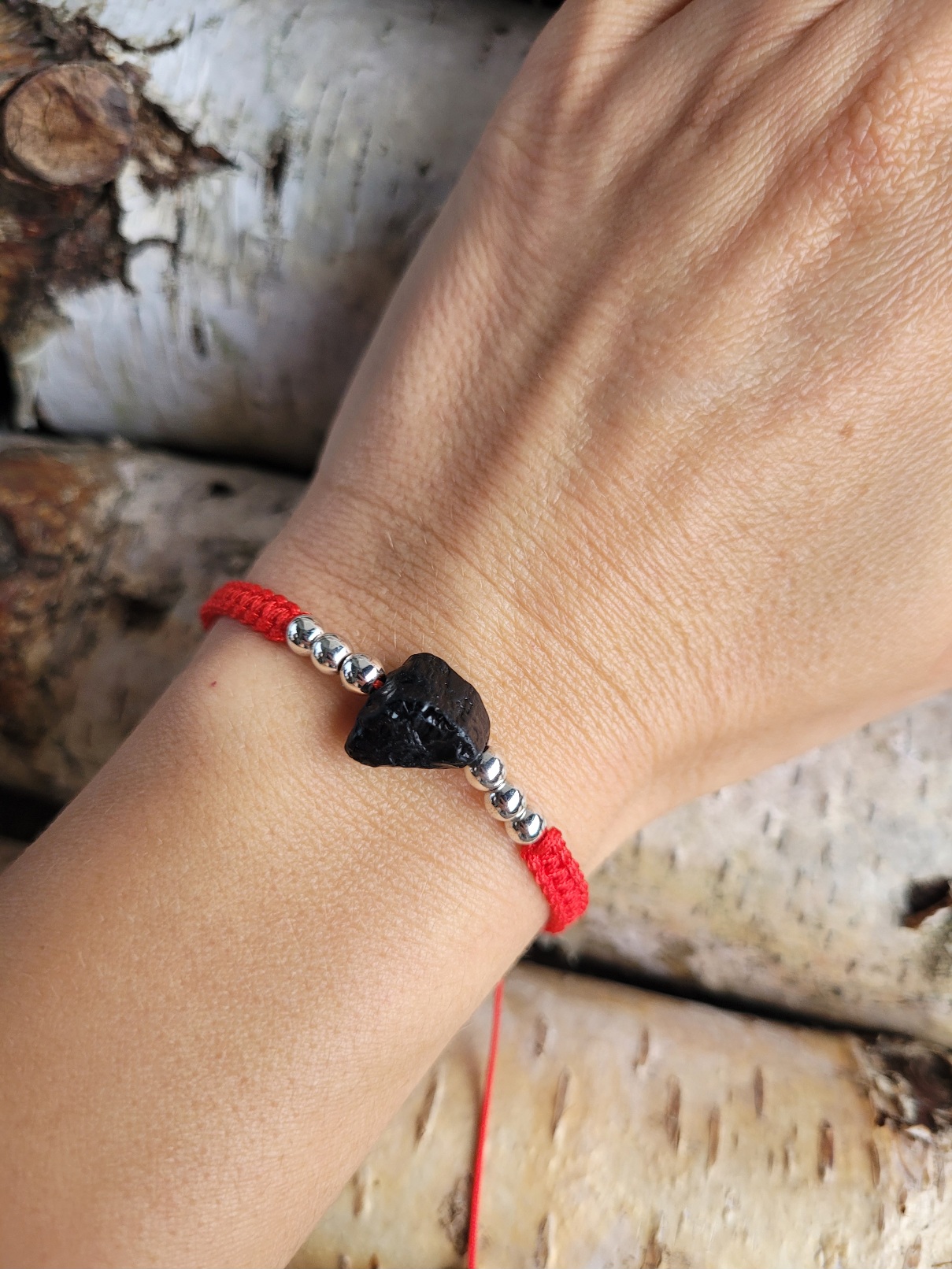 Bransoletka czerwona pleciona turmalin - obrazek 2