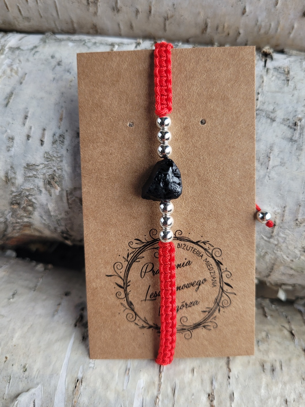 Bransoletka czerwona pleciona turmalin - obrazek 3