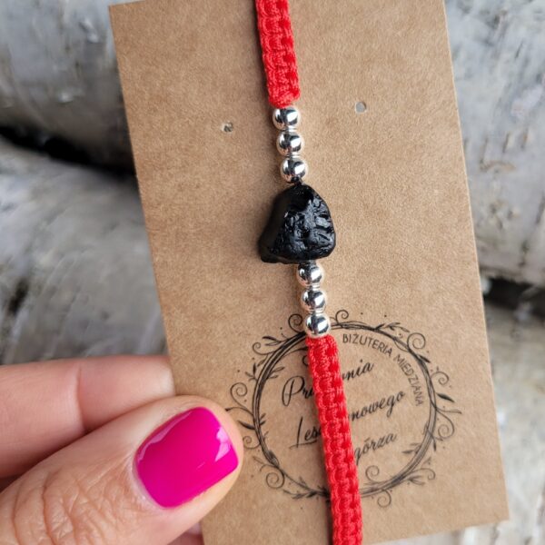 Bransoletka czerwona pleciona turmalin