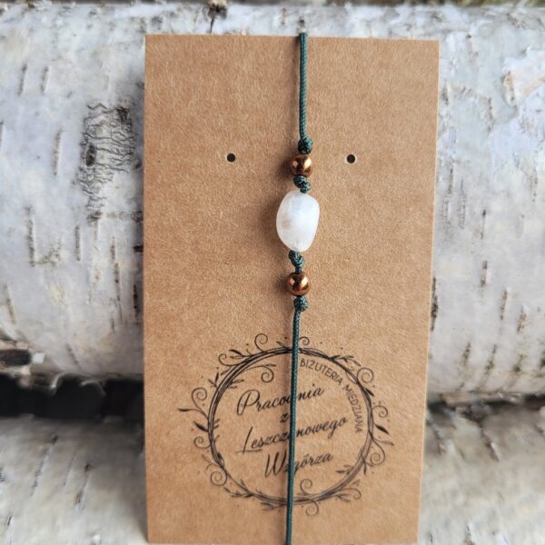 Bransoletka minimalistyczna zielona kamień księżycowy