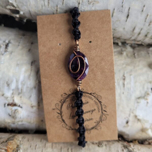 Bransoletka spirala czarna jadeit purpurowy