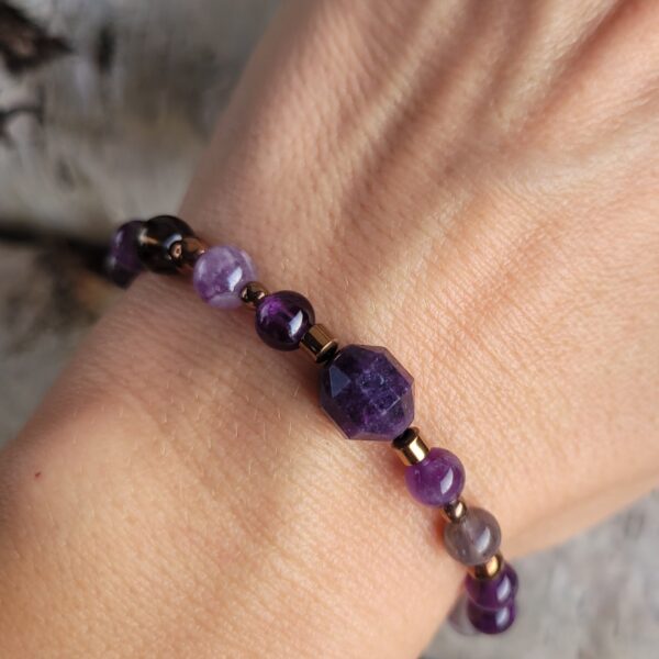 Bransoletka ametyst z hematytami