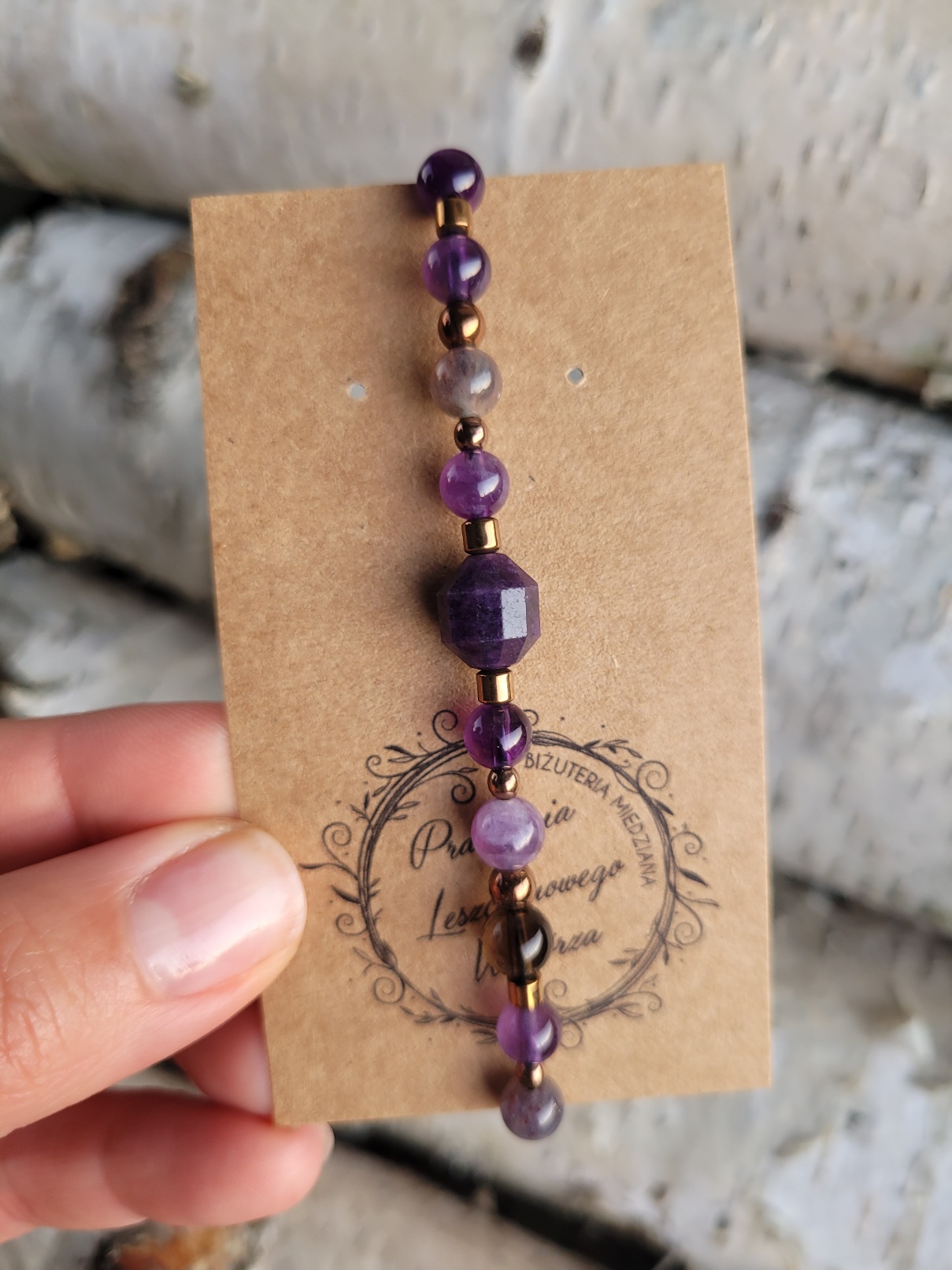Bransoletka ametyst z hematytami - obrazek 5