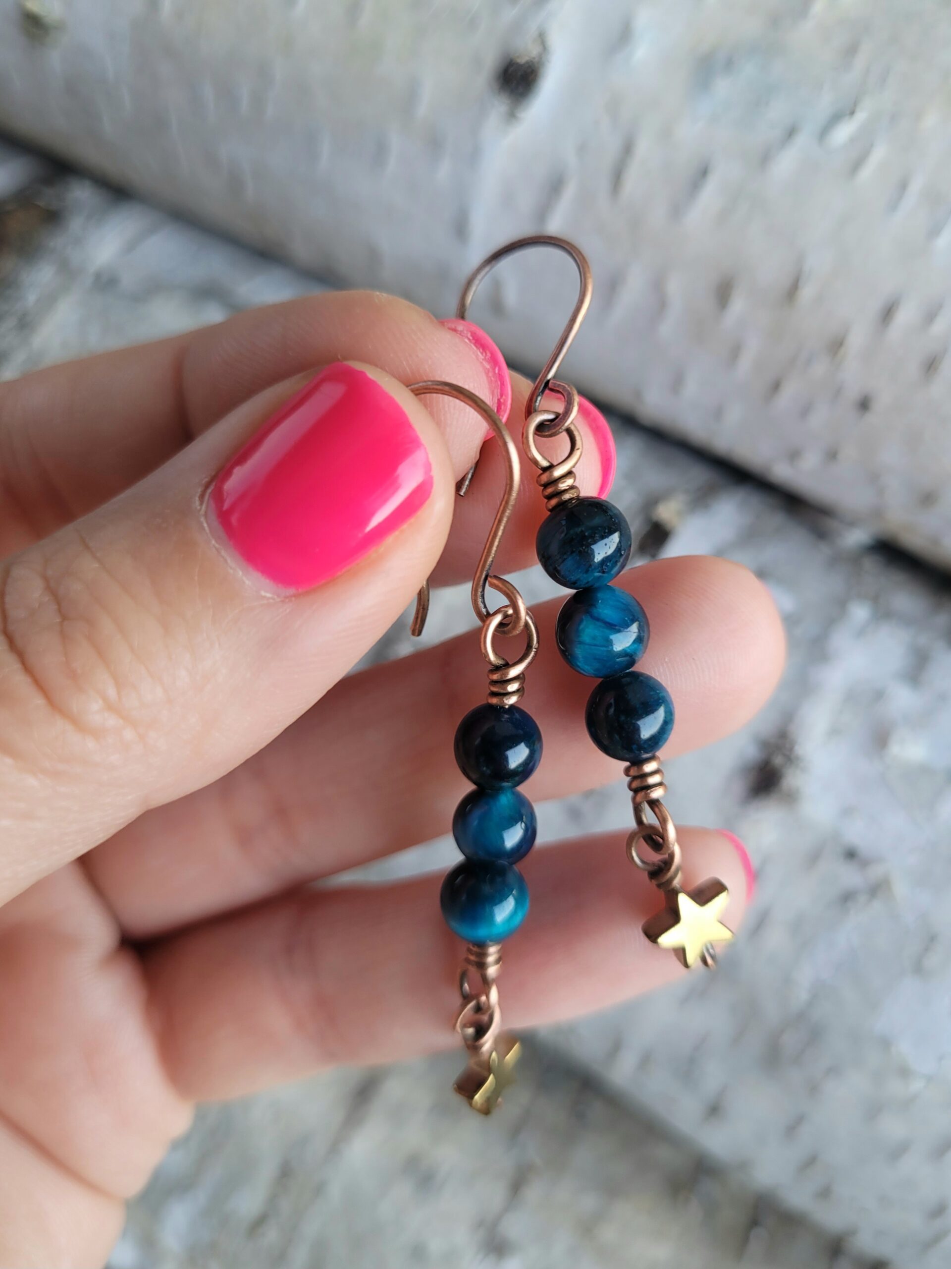 Kolczyki miedziane kocie oko - obrazek 3