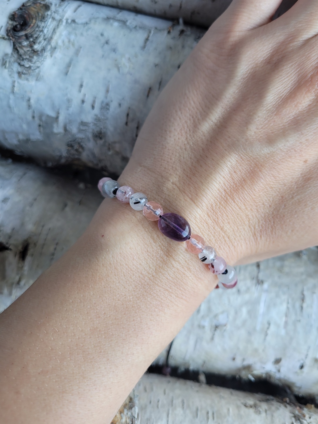 Bransoletka mix ametyst labradoryt agat kwarce - obrazek 3