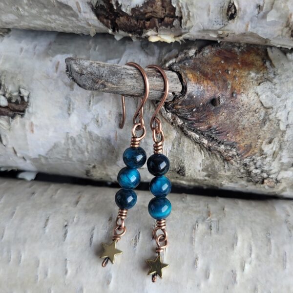 Kolczyki miedziane kocie oko