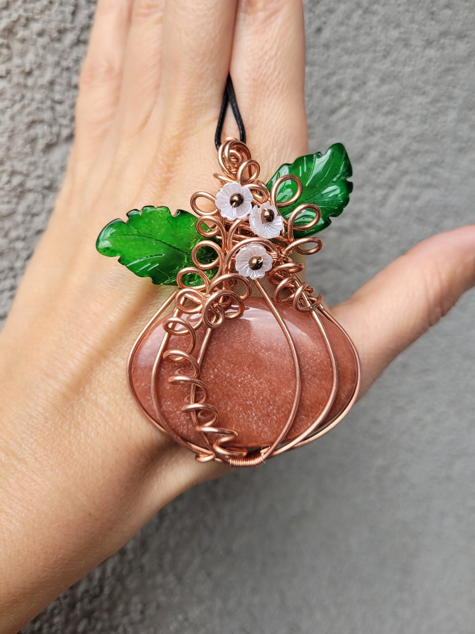 Wisior miedziany awenturyn dynia - obrazek 2