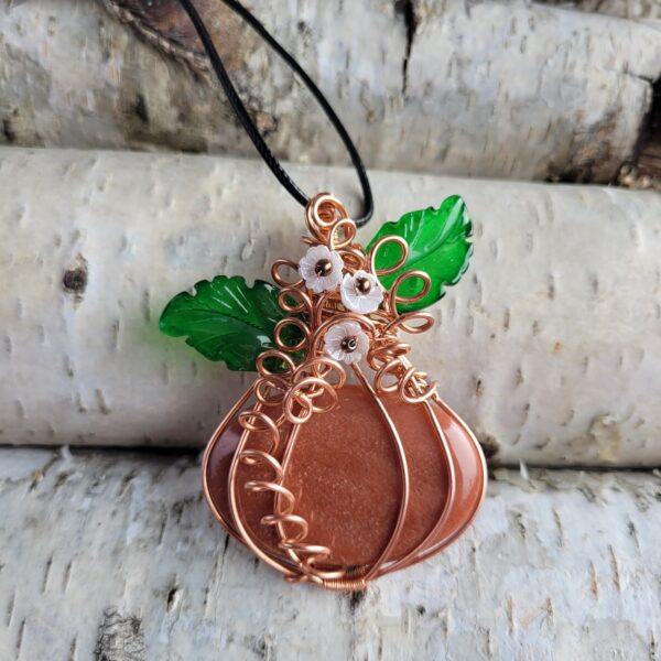 Wisior miedziany awenturyn dynia