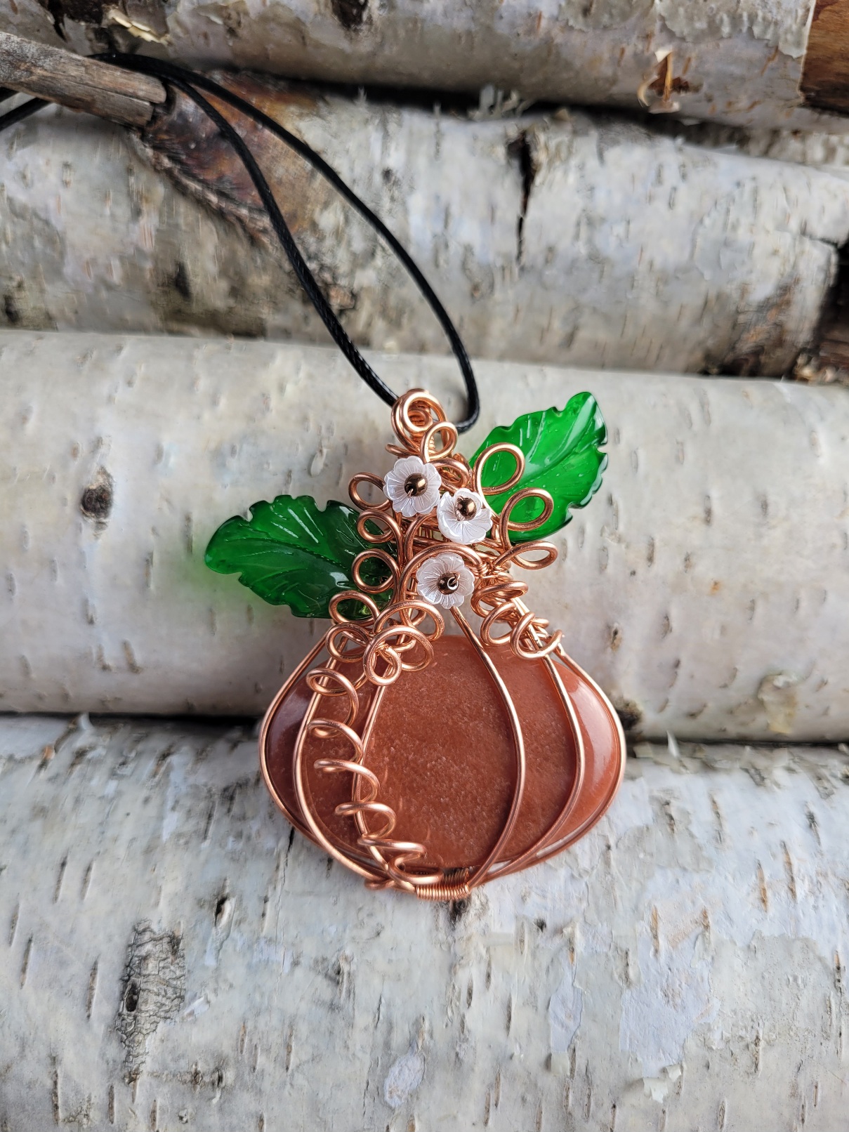 Wisior miedziany awenturyn dynia