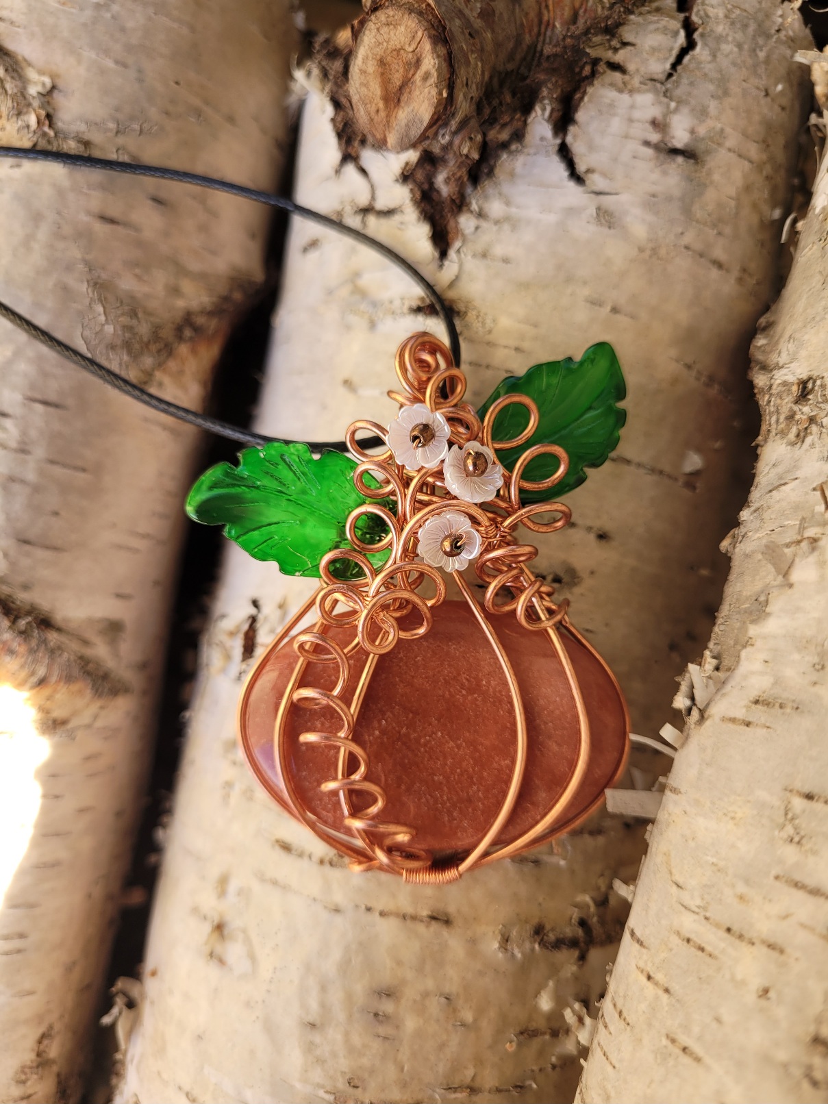 Wisior miedziany awenturyn dynia - obrazek 5