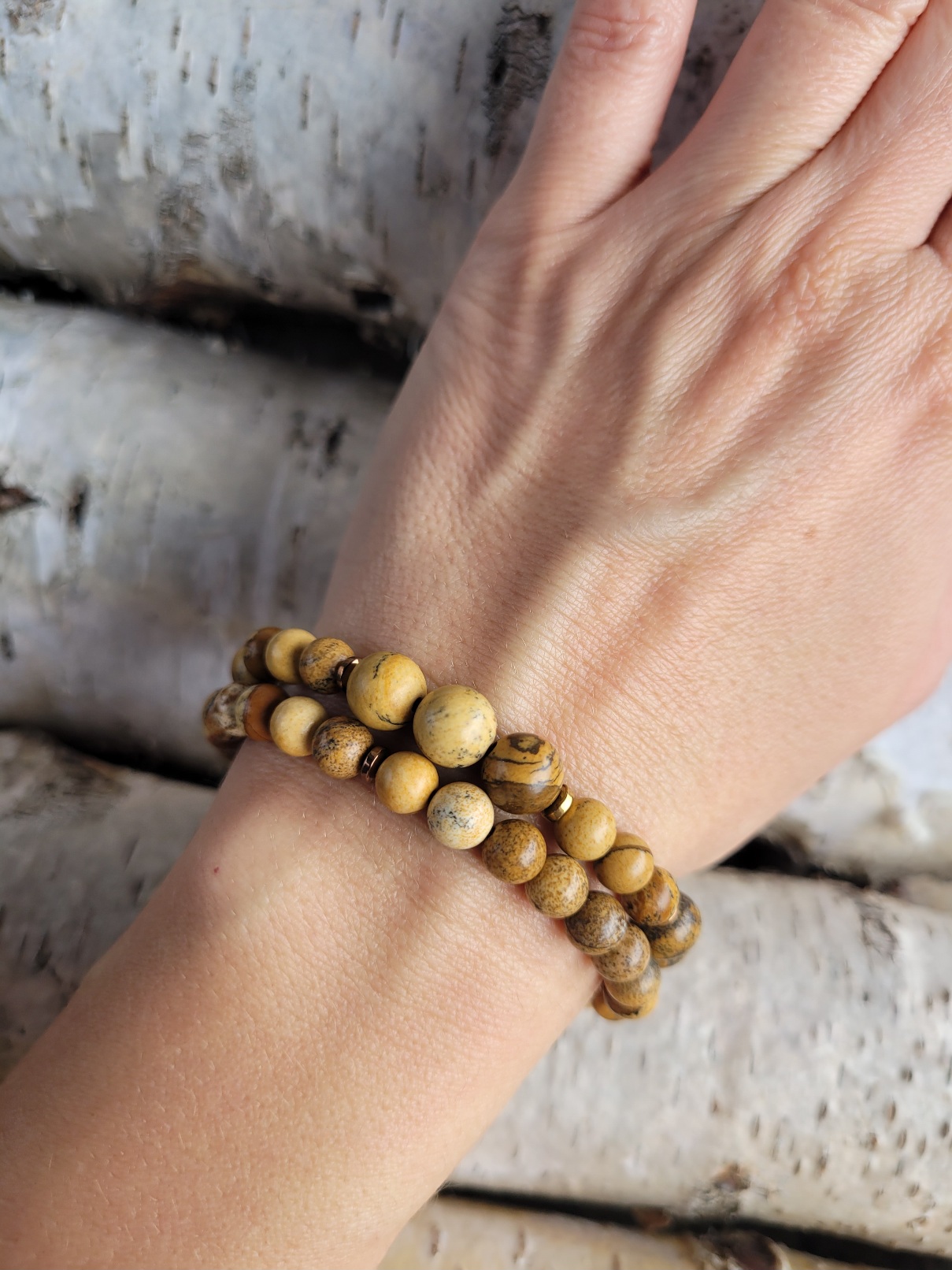 Bransoletka podwójna jaspis krajobrazowy - obrazek 2