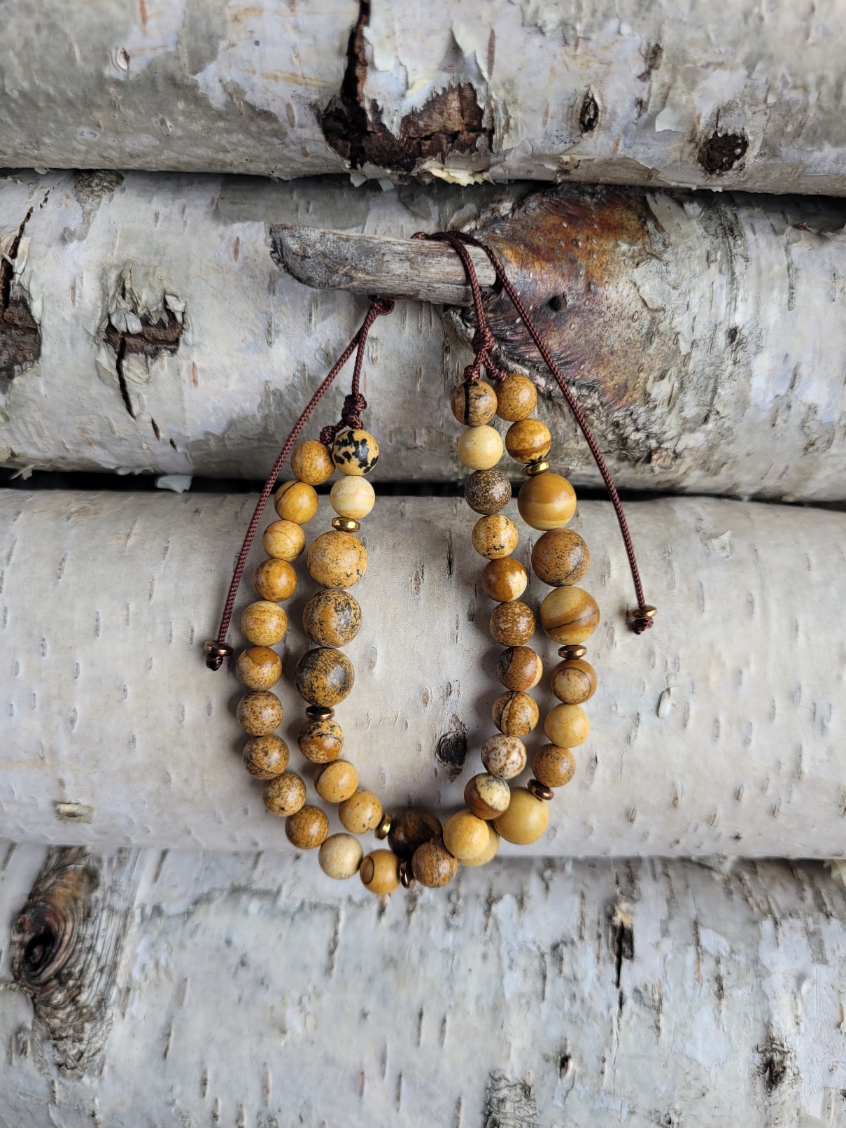 Bransoletka podwójna jaspis krajobrazowy