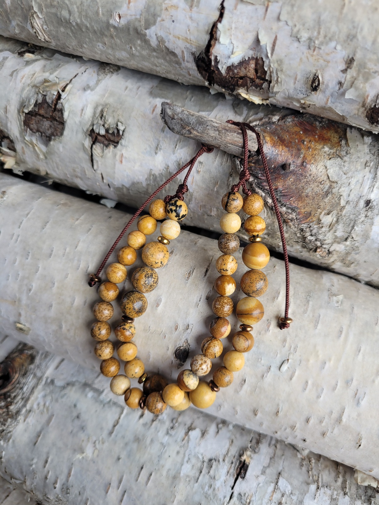 Bransoletka podwójna jaspis krajobrazowy - obrazek 4