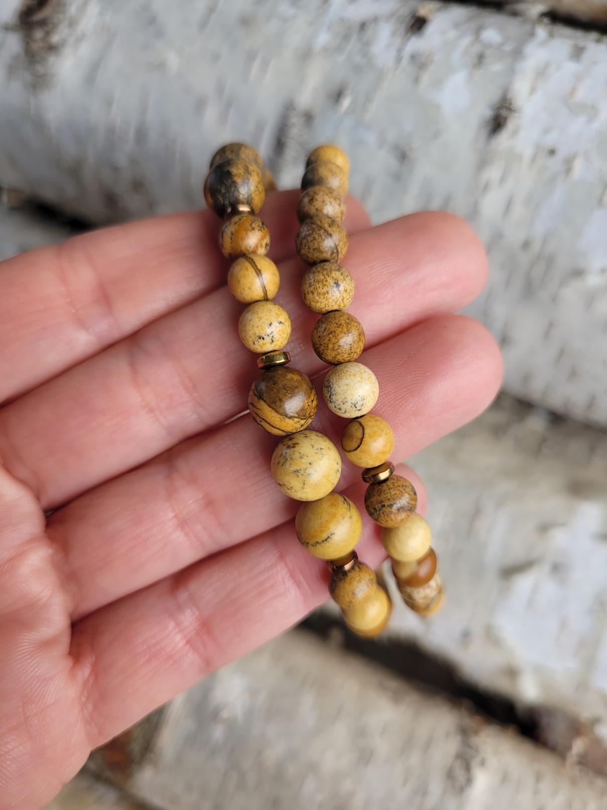 Bransoletka podwójna jaspis krajobrazowy - obrazek 5