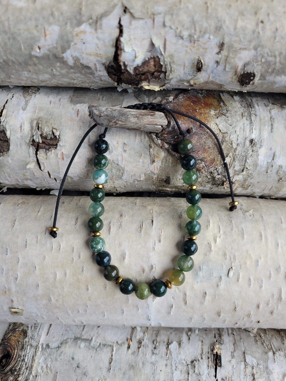 Bransoletka agat mszysty 6mm - obrazek 2