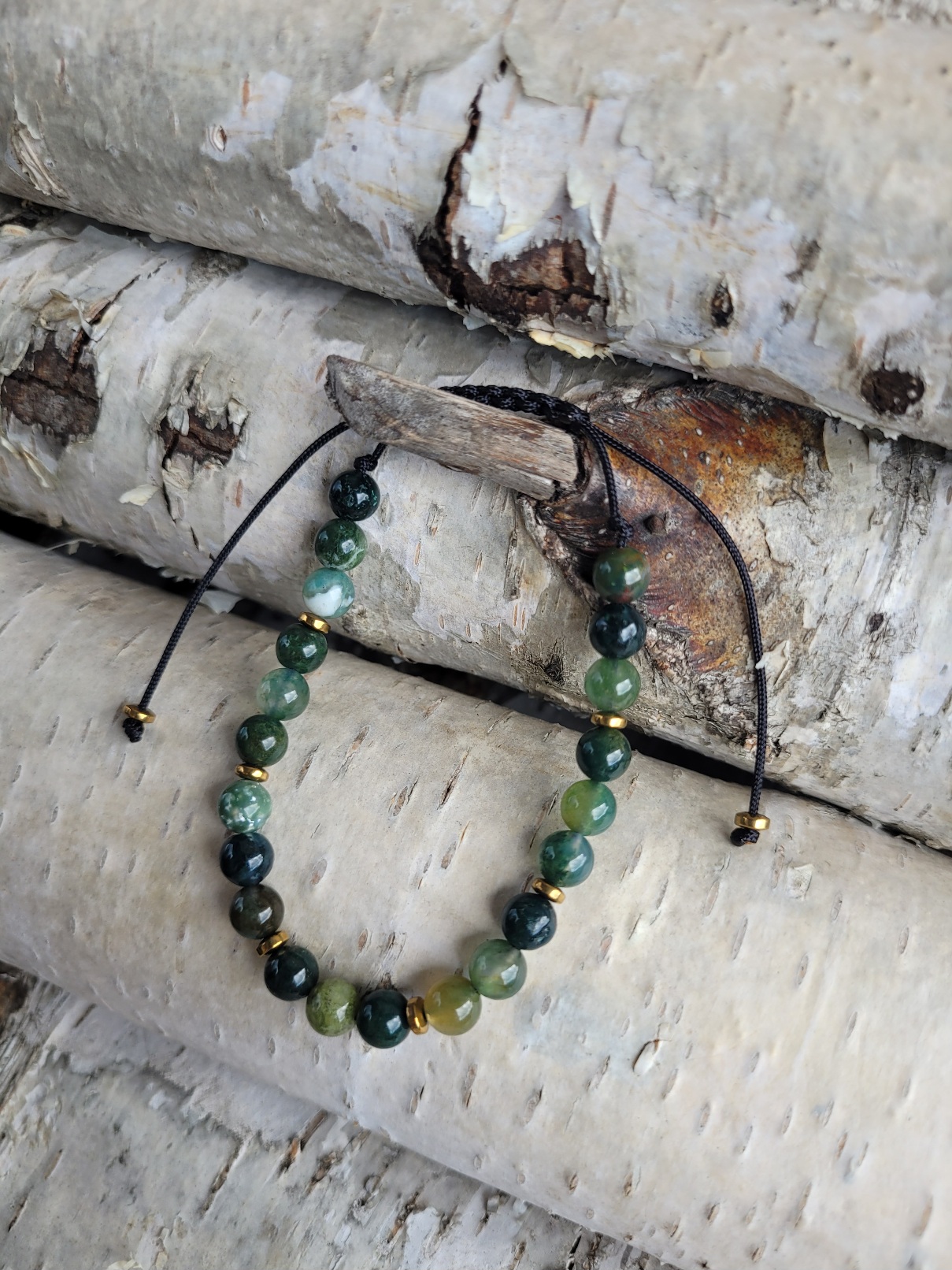 Bransoletka agat mszysty 6mm - obrazek 3