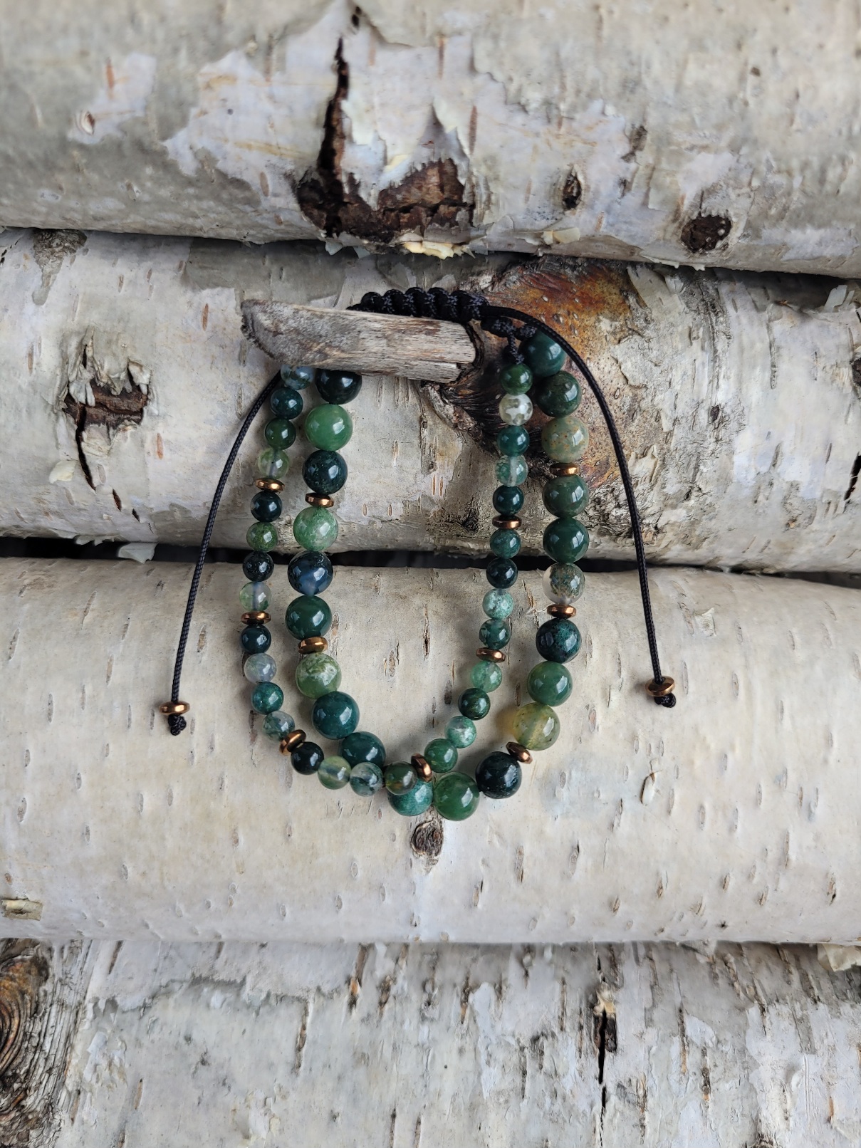 Bransoletka podwójna agat mszysty