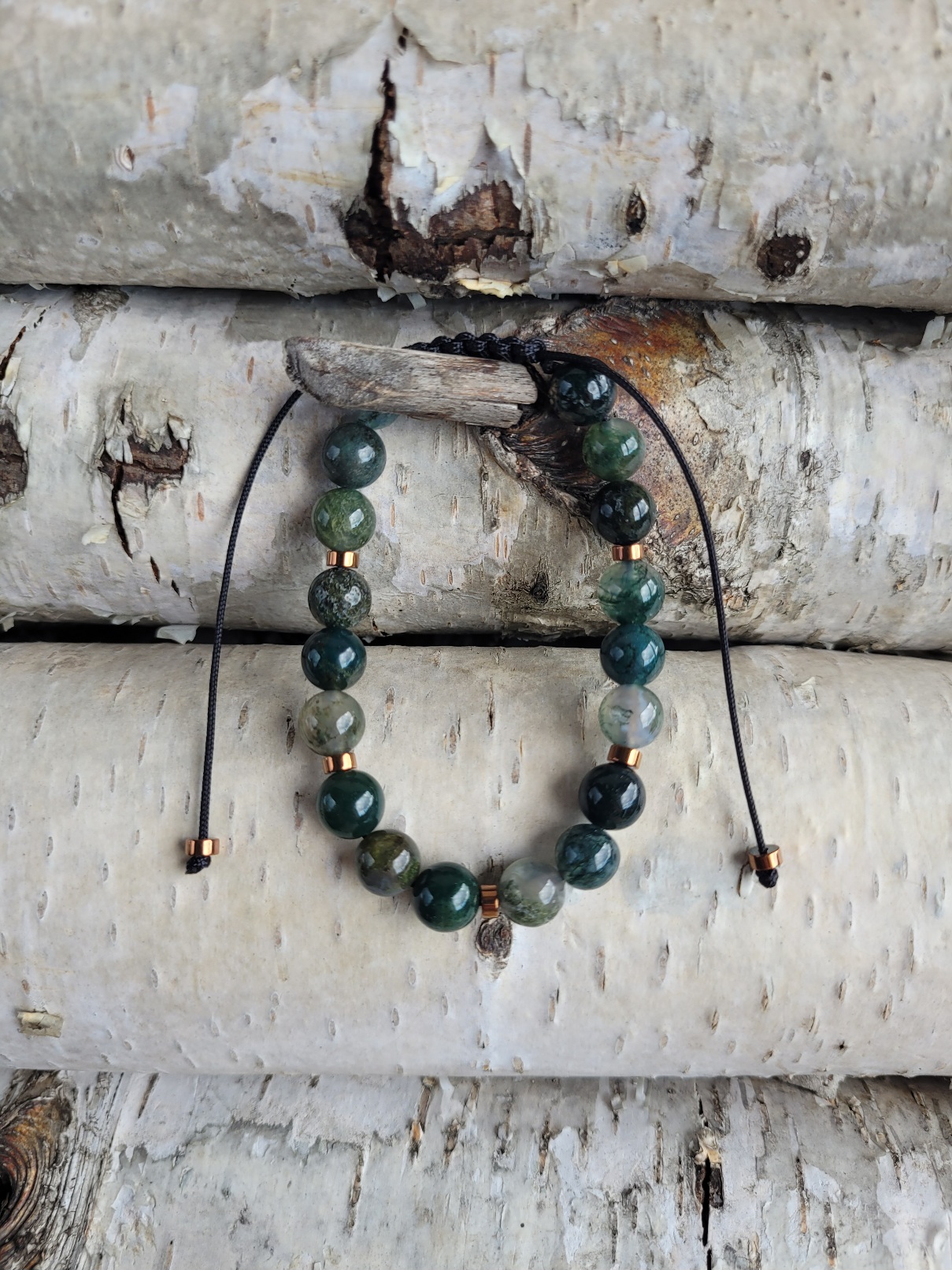 Bransoletka agat mszysty 8mm