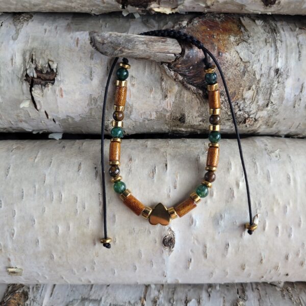 Bransoletka koral tygrysie oko agat mszysty