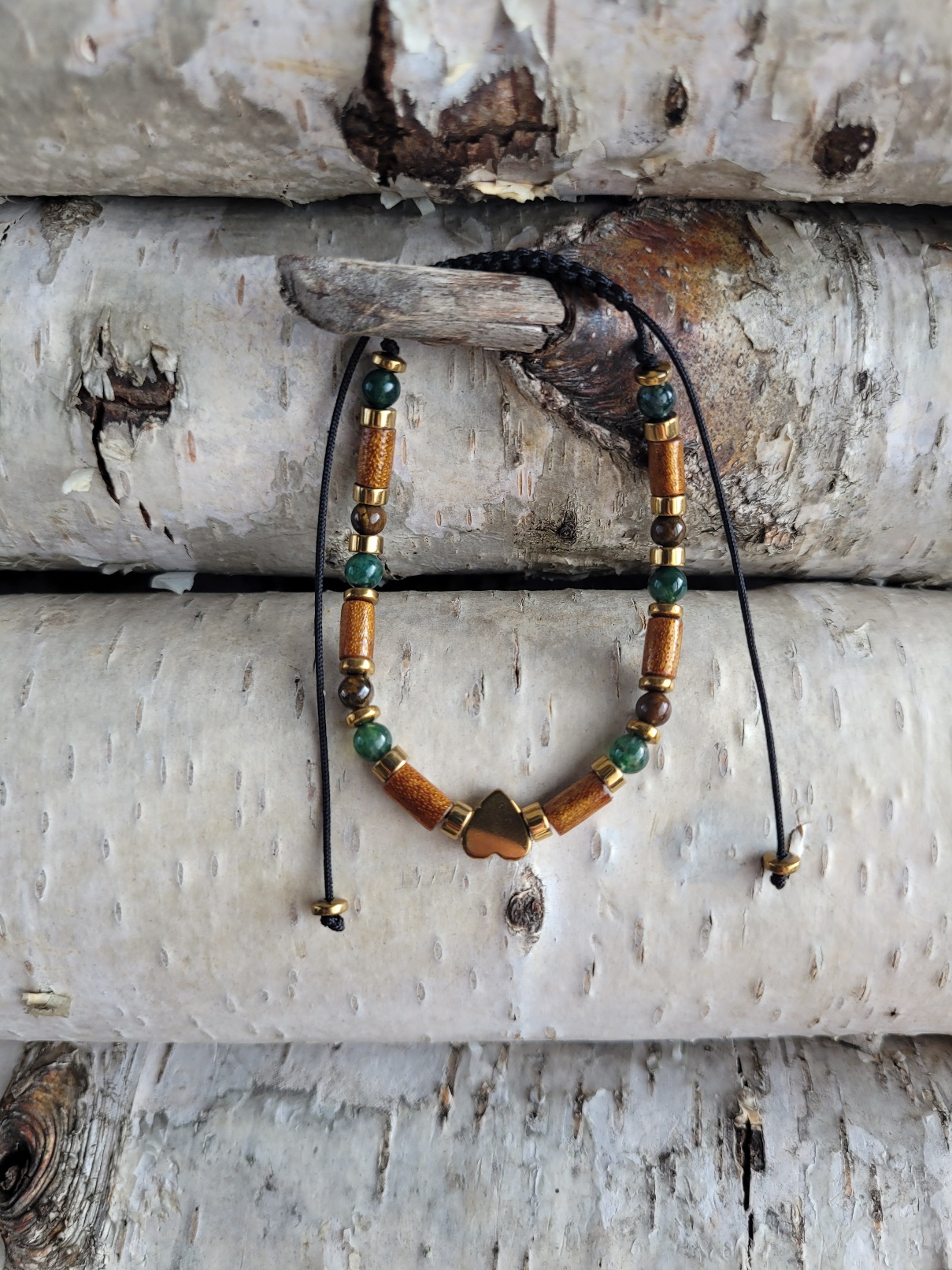 Bransoletka koral tygrysie oko agat mszysty