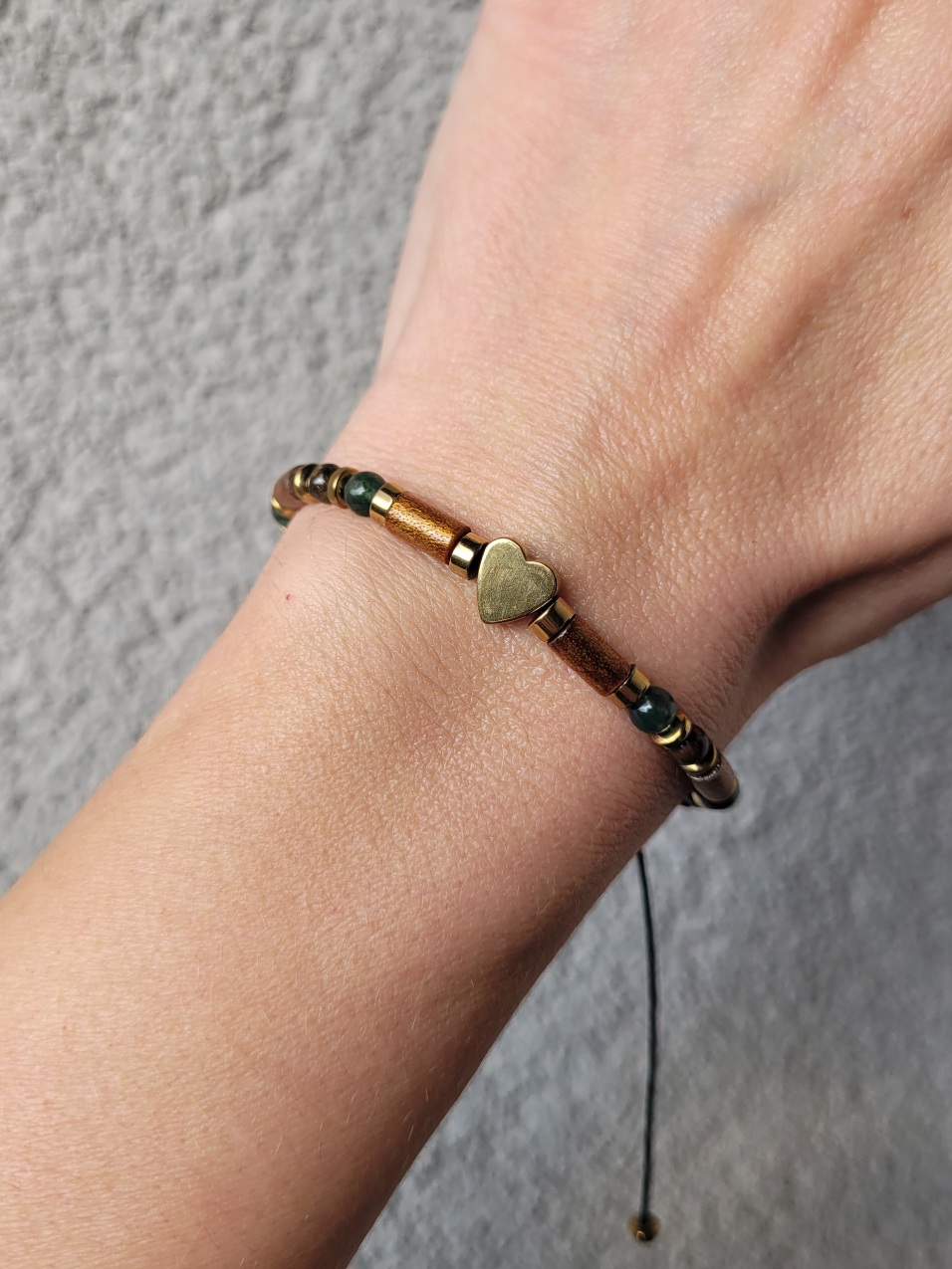 Bransoletka koral tygrysie oko agat mszysty - obrazek 7