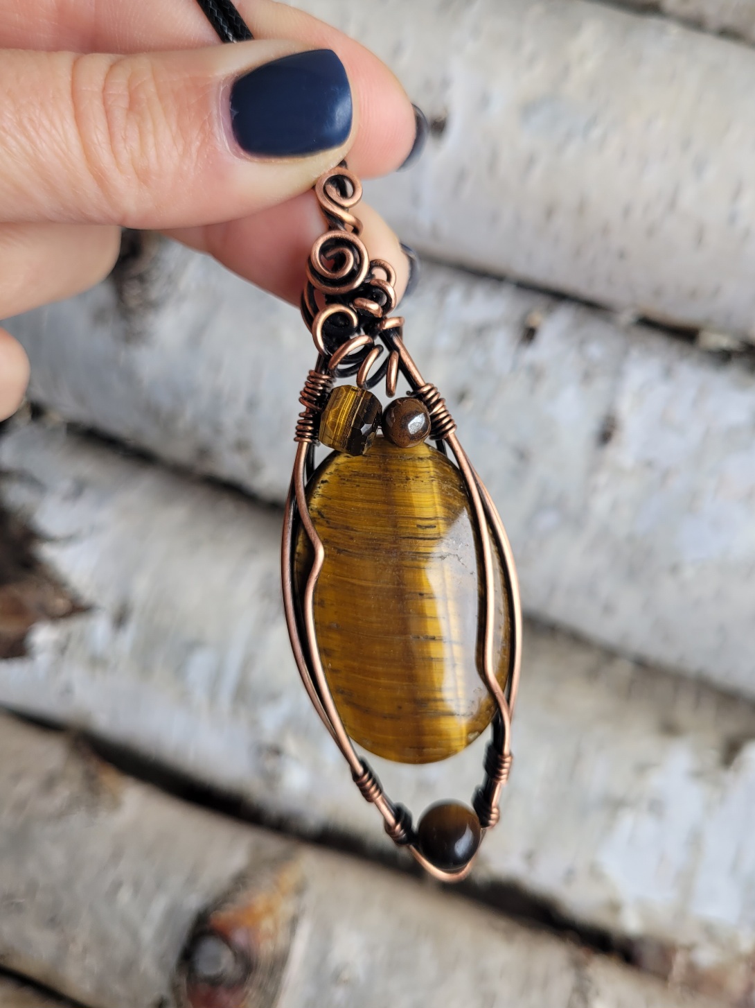 Wisior miedziany tygrysie oko - obrazek 4