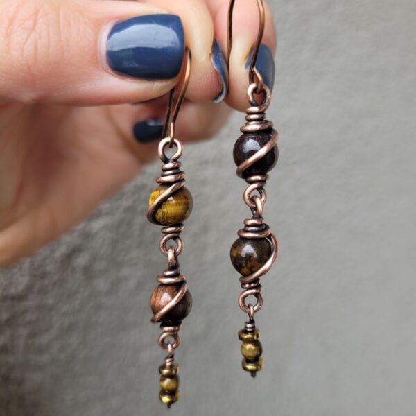 Kolczyki miedziane tygrysie i bawole oko