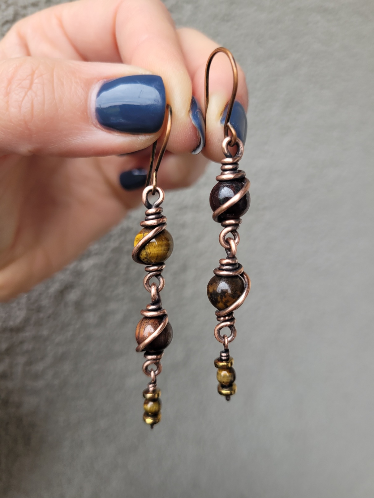 Kolczyki miedziane tygrysie i bawole oko