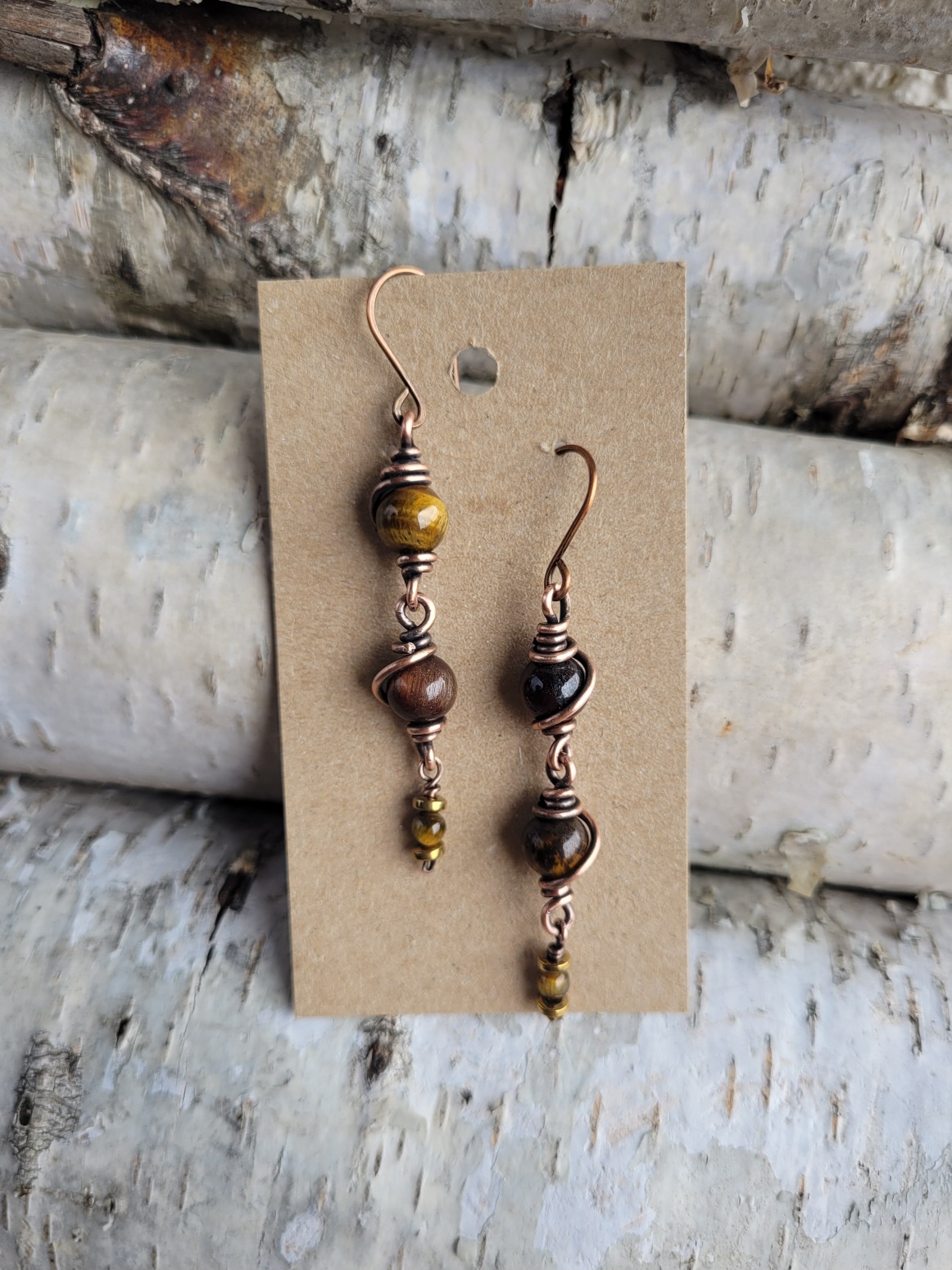 Kolczyki miedziane tygrysie i bawole oko - obrazek 4