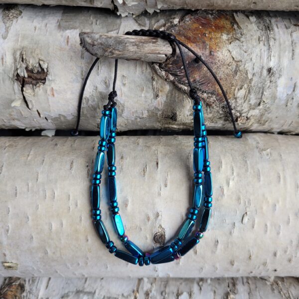 Bransoletka podwójna hematyt niebieski