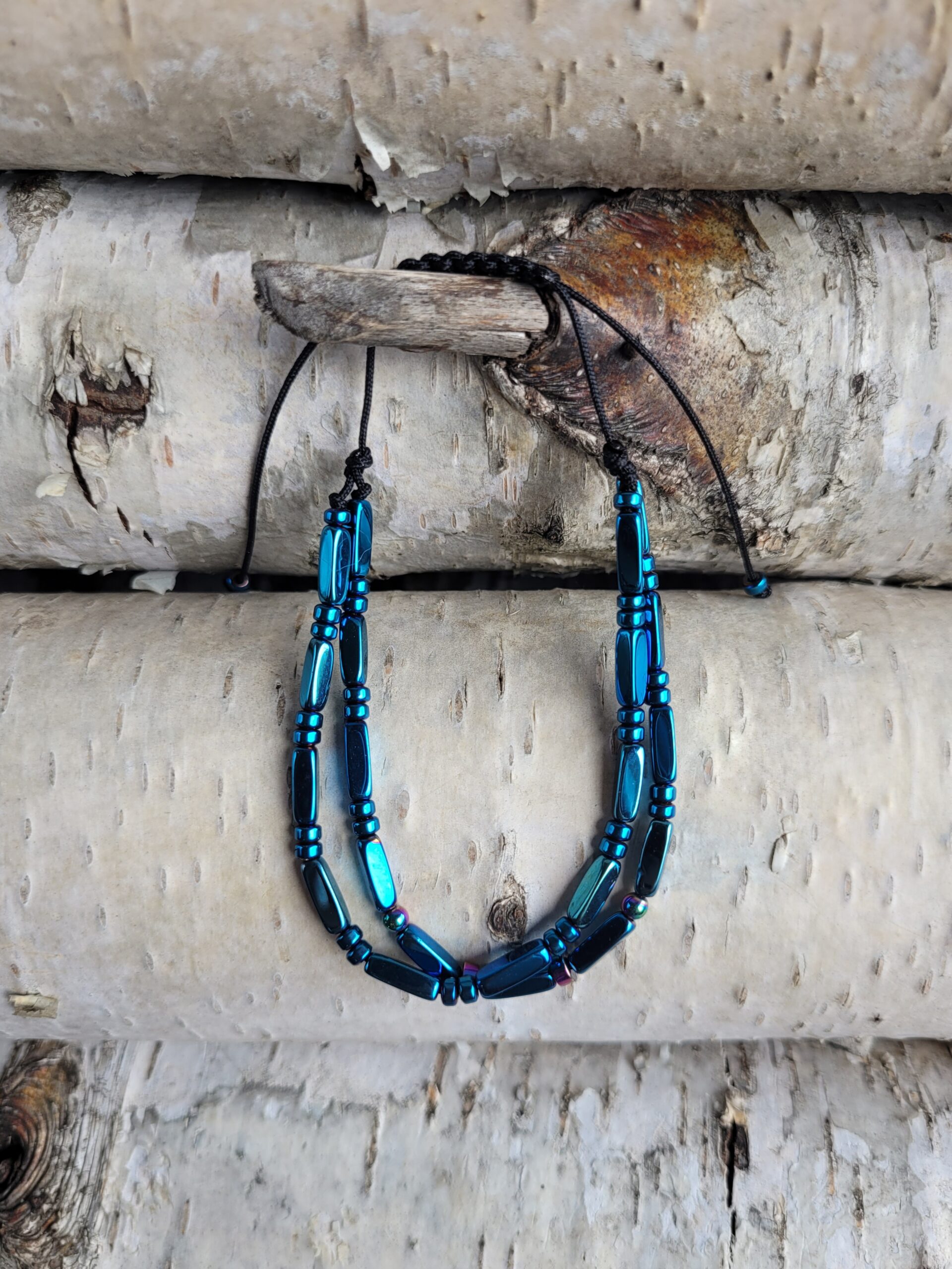 Bransoletka podwójna hematyt niebieski