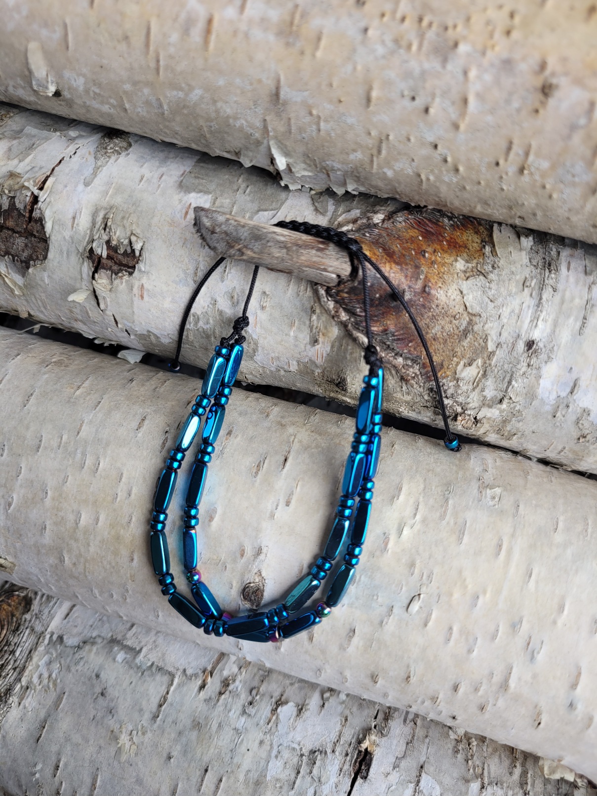 Bransoletka podwójna hematyt niebieski - obrazek 3