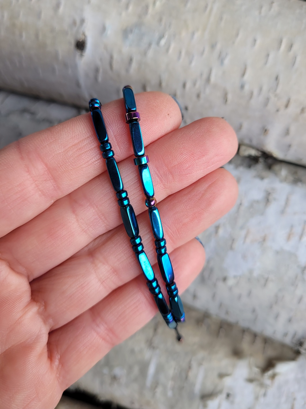 Bransoletka podwójna hematyt niebieski - obrazek 4