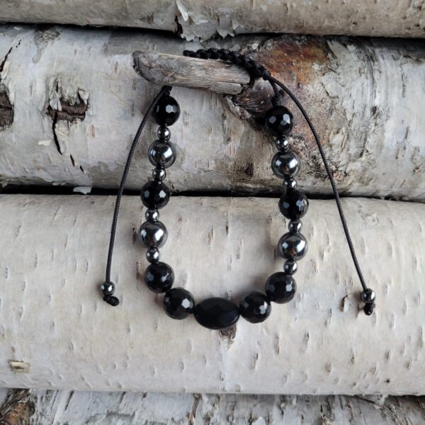 Bransoletka onyks z hematytem