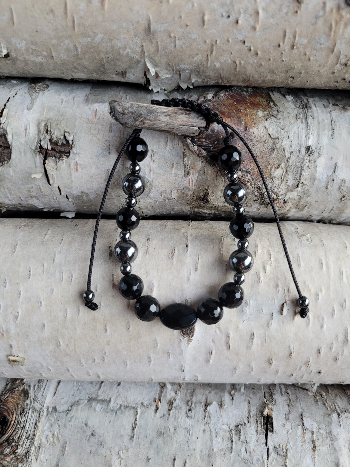 Bransoletka onyks z hematytem