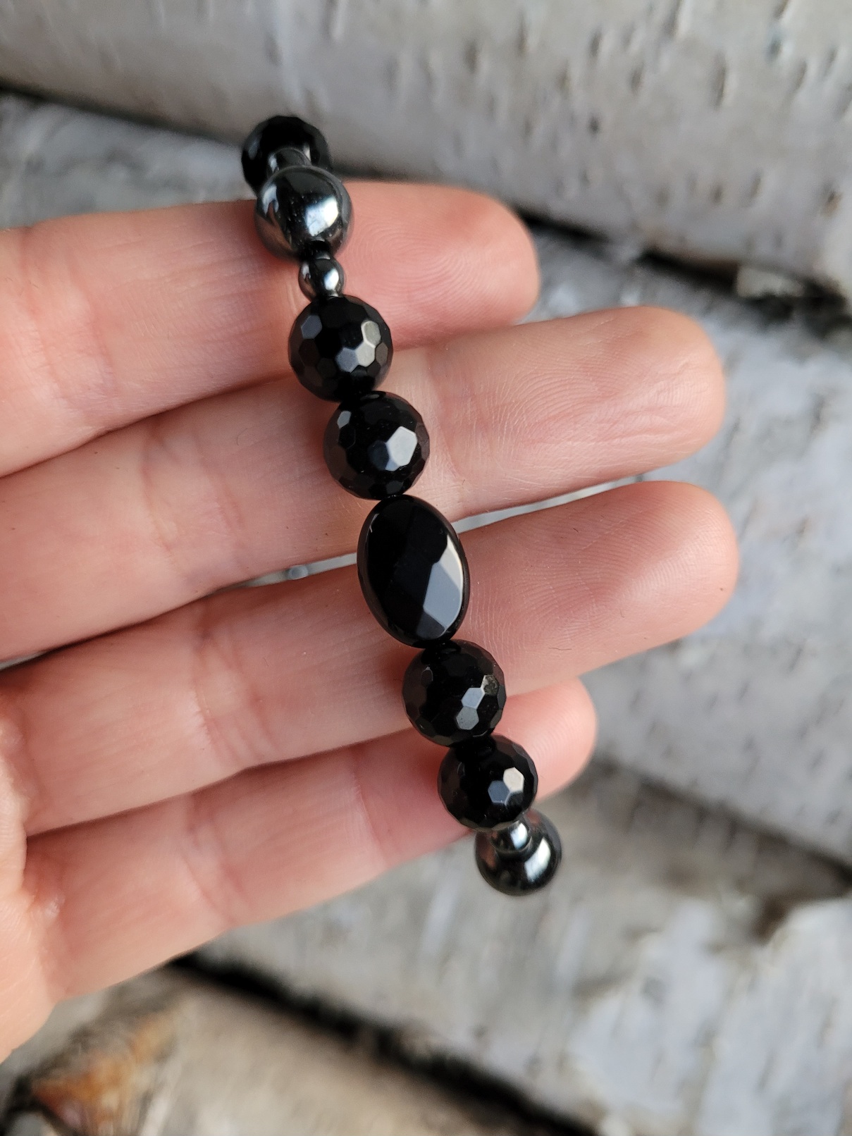 Bransoletka onyks z hematytem - obrazek 3