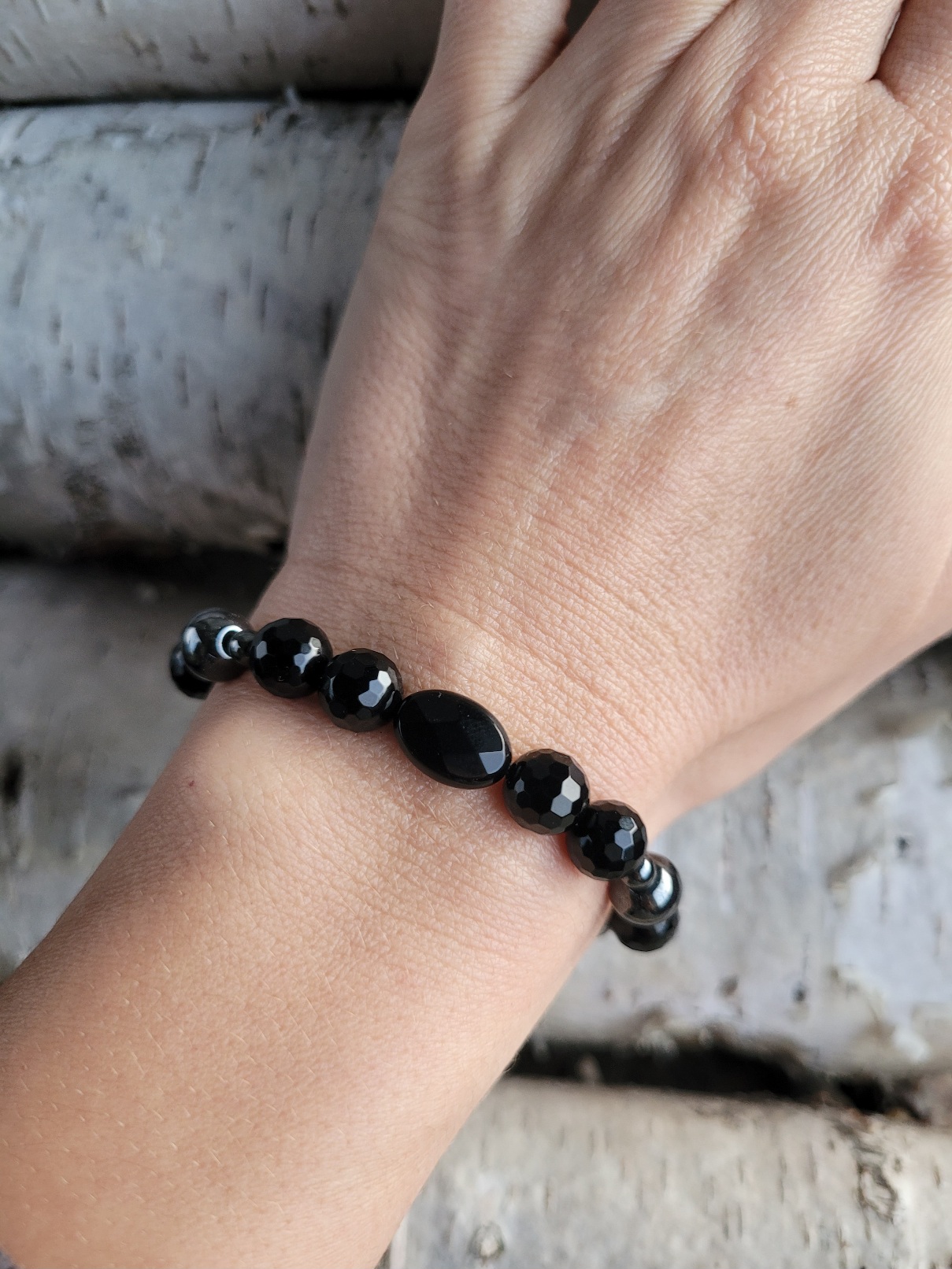 Bransoletka onyks z hematytem - obrazek 4