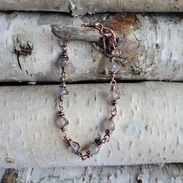 Bransoletka miedziana labradoryt